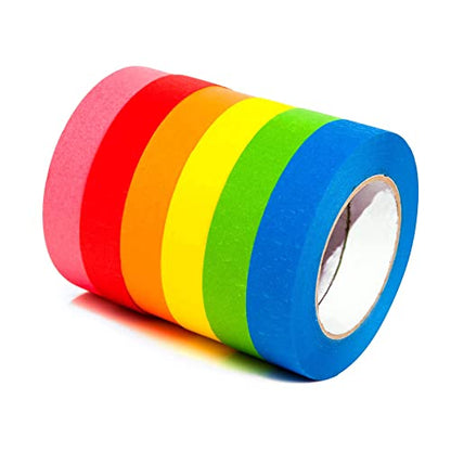 6 Pack Colored Masking Tape 0.94 Inch x 60yds of Colorful Craft Tape (1080 Foot)