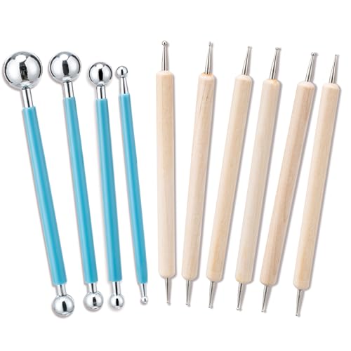 10Pcs Double Ended Stainless Steel Dotting Tools with Multiple Size