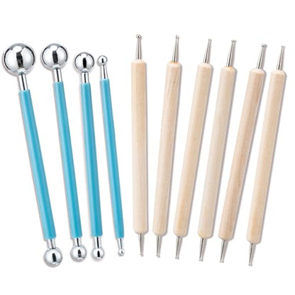 10Pcs Double Ended Stainless Steel Dotting Tools with Multiple Size