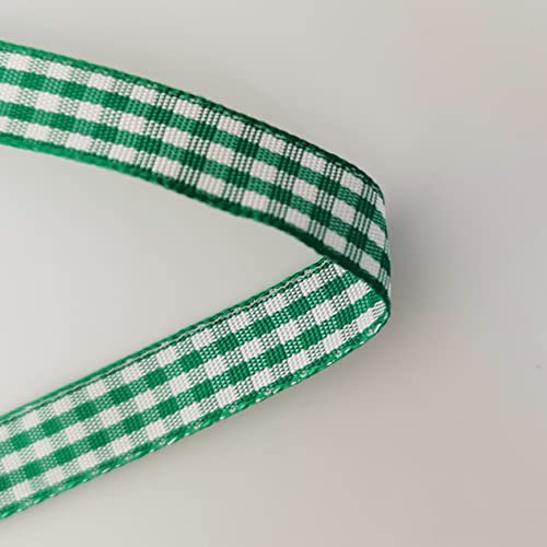Green Gingham Plaid Checked Christmas Ribbon 25 Yard Each Roll 100% Polyester (75 Foot)