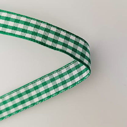 Green Gingham Plaid Checked Christmas Ribbon 25 Yard Each Roll 100% Polyester (75 Foot)