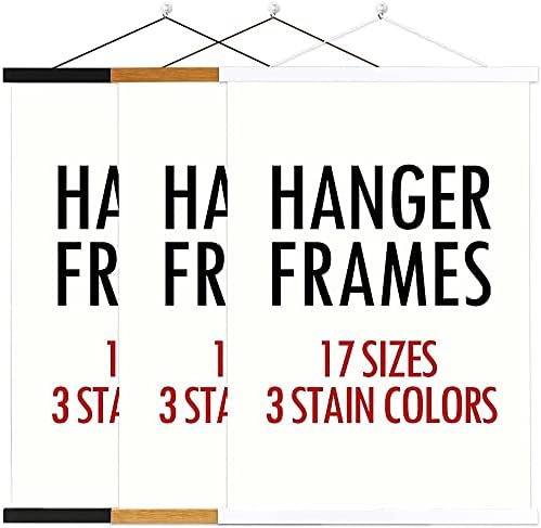 Ywlake Magnetic Poster Hanger, Poster Frame Wood Wooden Magnet Print Posters Dowel Scroll Hanger Hangers Hanging Kit for Walls Map Canvas Artwork (Black, 47"/120cm)