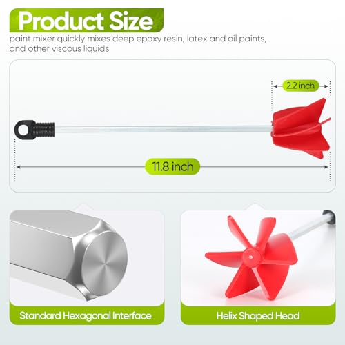 2 Pack Helix Paint Mixer Attachment for Drill 11.8"