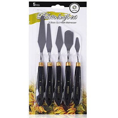 Palette Knife Painting Stainless Steel Spatula Palette Knife Oil Paint Metal Knives Wood Handle (5 Count)