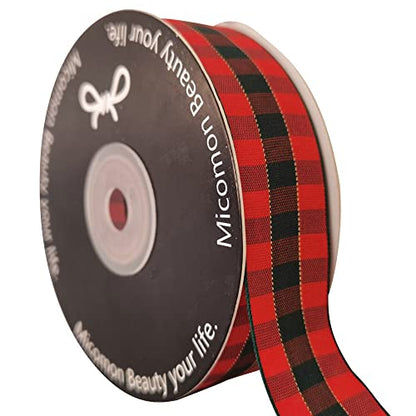 X'Mas Gingham Ribbon Green Red Metallic Gingham Ribbon 25 Yards Each Roll 100% Polyester