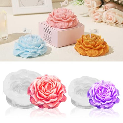 2PCS 3D Flower Candle Making Molds Moldes de Silicona para Velas (2 Count)