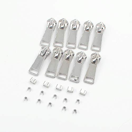 5 Metal Zippers by The Yard Bulk 2 Yards Black Tape with 10 pcs Sliders Silver Teeth Handmade Zipper for Sewing Craft Bag Backpack