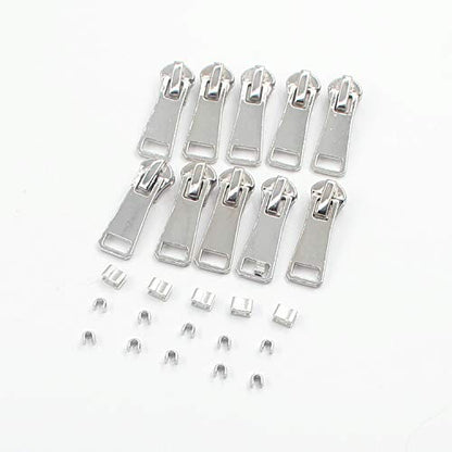 5 Metal Zippers by The Yard Bulk 2 Yards Black Tape with 10 pcs Sliders Silver Teeth Handmade Zipper for Sewing Craft Bag Backpack