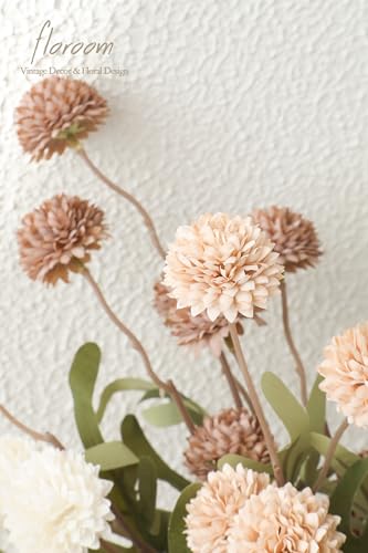 9pcs Taupe Beige Mix Faux Silk Mums Artificial Flowers (9 Count)