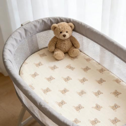 Organic Baby Bassinet Sheets 2 Pack 33”x17” 100% Muslin Cotton for Baby Girl Boy (2 Count)
