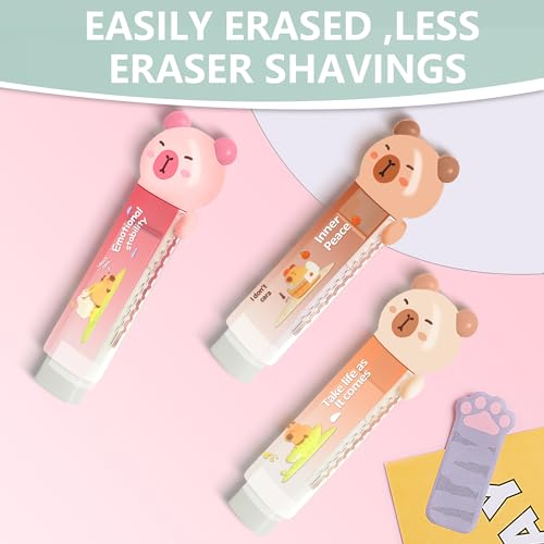 3Pcs Retractable Pencil Erasers (3 Count)