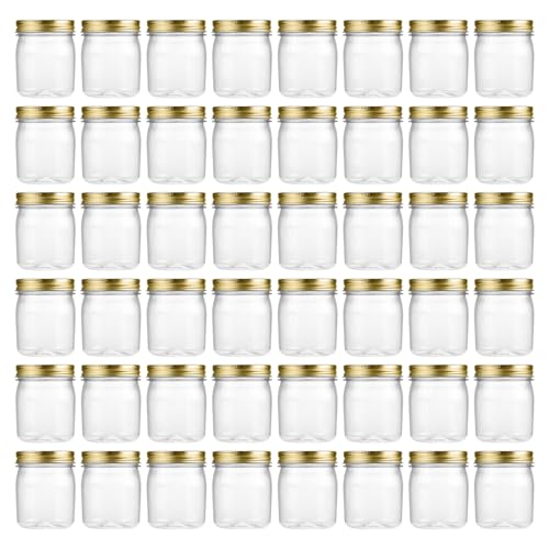 8 oz Plastic Mason Jars and Clear Plastic Jars with Lids 8 oz (48 Count)