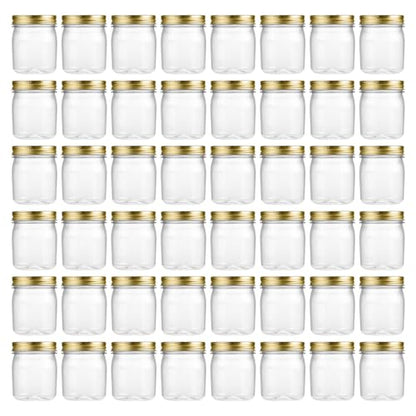 8 oz Plastic Mason Jars and Clear Plastic Jars with Lids 8 oz (48 Count)