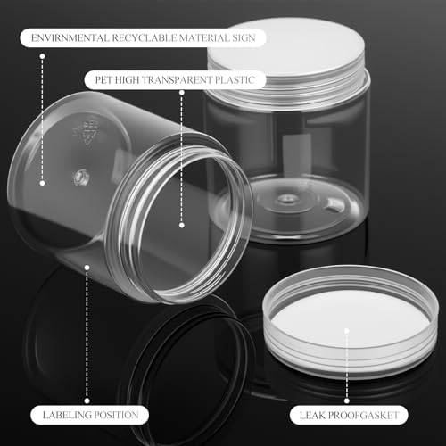 12 Pack 1 oz Plastic Container Jars with Lids Round Clear Travel Cosmetic Container Jars for Toiletries (12 Count)