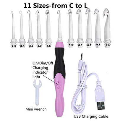 Lighted Crochet Hook Set (11 Count)