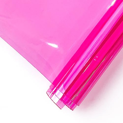 HYANG DeepPink Transparent PVC Super Clear Holographic Vinyl Faux Leather Sheets 1 Roll 12" x 47"