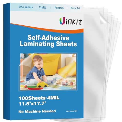 4Mil Self Adhesive Laminating Sheets 11.5x17.5 Inches (100 Count)