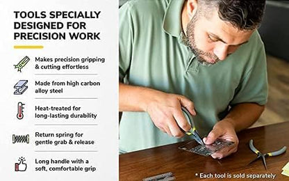 Super Precision Long Needle Nose Pliers - 6 Inch Steel Mini Long Nose Pliers With Non Serrated Edge & Non Slip Handles - Great For Jewelers, Fine Crafting, & Other High Precision Projects - Crafty Corner