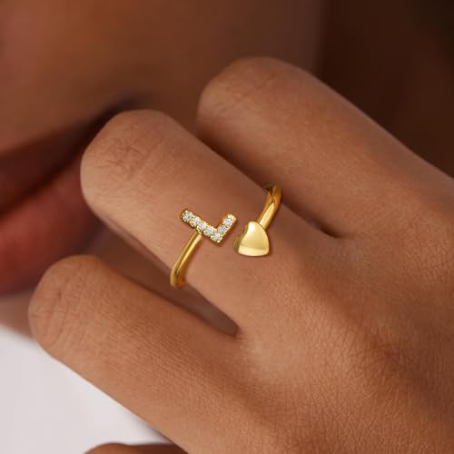 Gold Initial Rings for Women Non Tarnish