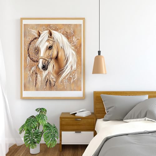 14ct Counted Cross Stitch Kits for Adults Indian Horse Animal Printed Stamped Cross Stitch Patterns Kits Cross Stitch Supplies