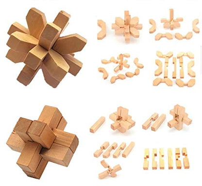 18 Pack Large Wooden Brain Teaser Puzzles Wooden Burr Puzzles Brain Teaser Puzzle with Gift Packing Box Magic Puzzle Games Toys Stocking Stuffers Party Favors for Kids and Adults (18 Count)
