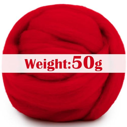 1.76oz Red Natural Wool Roving