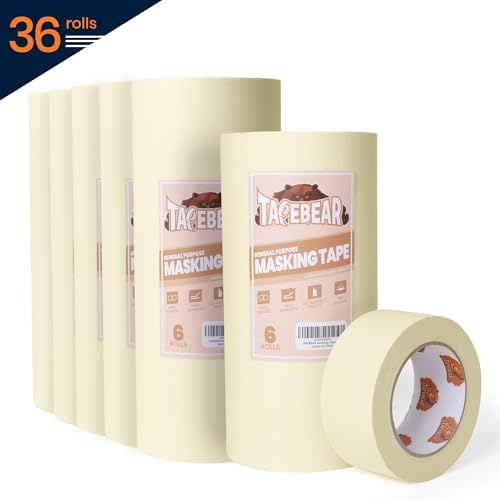 General Purpose Masking Tape Beige White 1.88" x 60Yards x 36Rolls (36 Count)