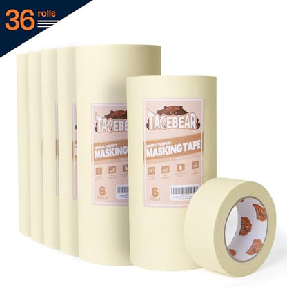 General Purpose Masking Tape Beige White 1.88" x 60Yards x 36Rolls (36 Count)