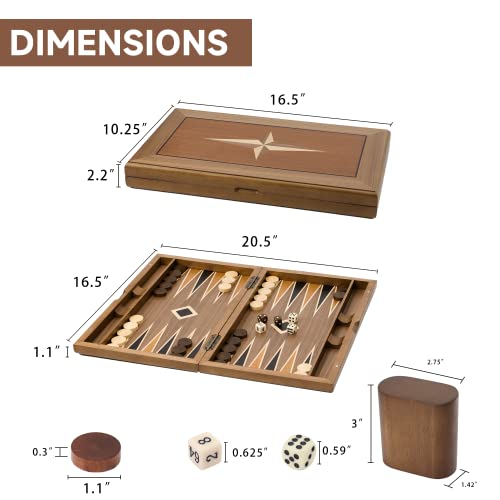 GSE Premium Wooden Inlay Backgammon Board Set
