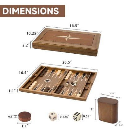 GSE Premium Wooden Inlay Backgammon Board Set