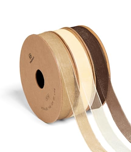 Brown Organza Ribbon 3 (3 Count)