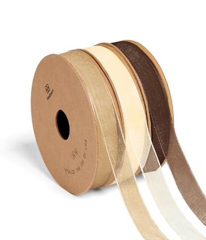 Brown Organza Ribbon 3 (3 Count)