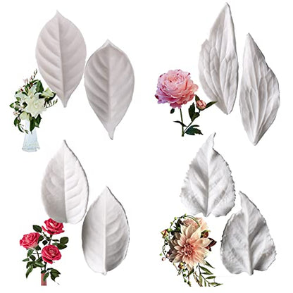 8Pcs Sugar Paste Leaf Veiners Fontant Mold Fondant Silicone Leaf Rose (8 Count)