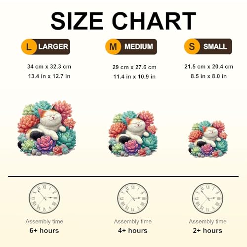 Dreamy Succulents Cat Puzzles Adults Gifts for Women Men Wooden 100 Pieces 8.5 x 8.0in