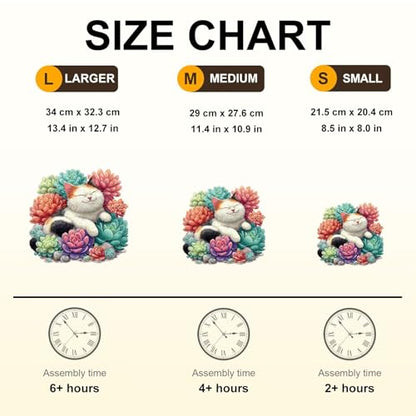 Dreamy Succulents Cat Puzzles Adults Gifts for Women Men Wooden 200 Pieces 11.4 x 10.9in