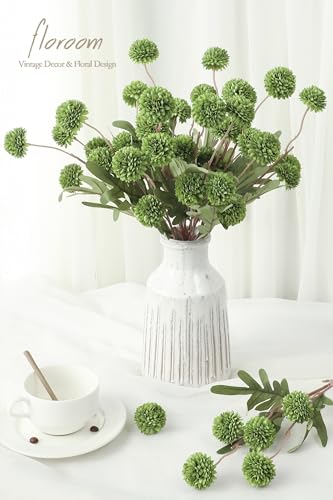 5pcs Olive Green Faux Silk Mums Artificial Flowers (5 Count)