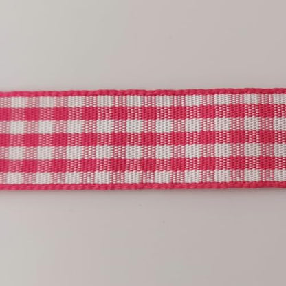 Pink and White Woven Edge Plaid Chekered Ribbon 100% Polyester Gingham Ribbon 25 Yards Each Roll for Easter Packing Decoration (72 Foot)