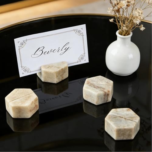 Marble Hexagon Place Card Holders (4 Count)