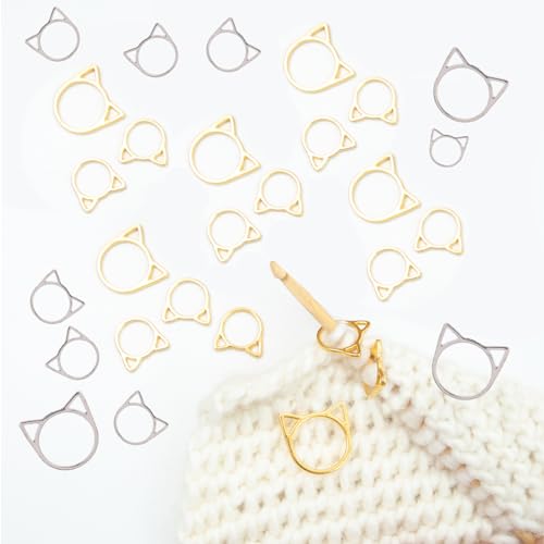 30PCS Cat Stitch Marker Knitting Stitch Markers Metal Crochet Markers Ring Crocheting Accessories for Weaving