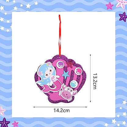 8 Pack Mermaid Craft for Kids Creative Make Your Own Mermaid Shell Foam Stickers DIY Arts and Crafts for Kids Boys Girls Summer Art Activity Party Decoration Birthday Gifts (8 Count)