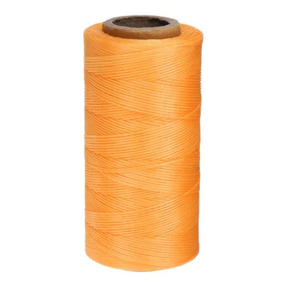 150D 0.8mm Flat Waxed Thread 284 Yards Polyester Leather Sewing Waxed String Hand Stitching Waxed Cord for Leather Stitching Sewing Bookbinding DIY Craft Orange Yellow
