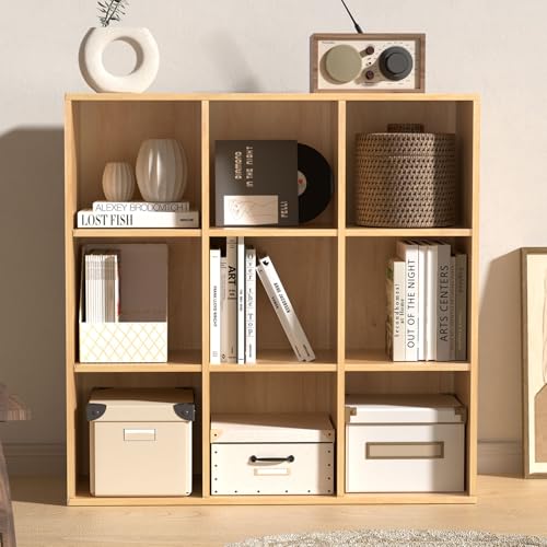 Wooden 9 Cube Storage Organizer with Closed Back Panel (9 Count)