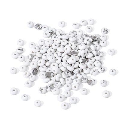 Natural White Howlite Disk Stone Beads 4x2mm 160pcs Rondelle Loose Semi Gemstone Beads for Jewelry Making Design (160 Count)