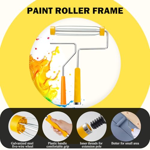 17 Pieces Paint Roller Kit with 9 Inch Magnetic Tray and Liners