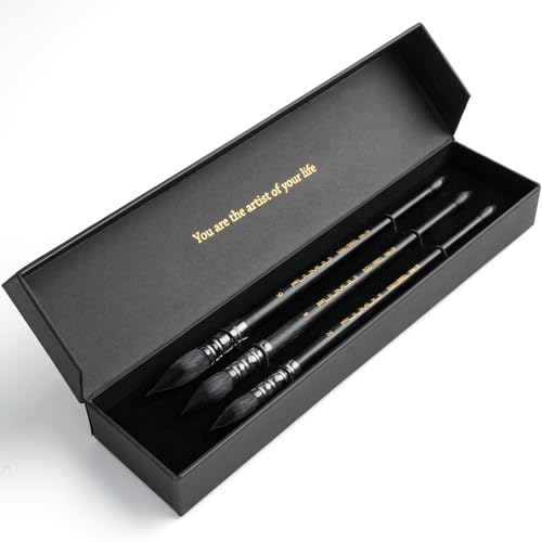 3PCS Squirrel Hair Watercolor Brushes (3 Count)