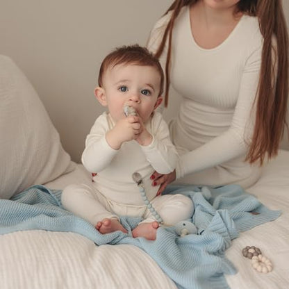 100% Organic Cotton Heritage Knit Textured Baby Quilt Blanket for Boys