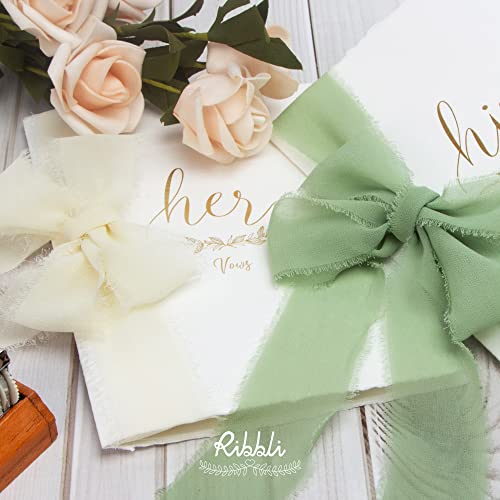 Green Chiffon Ribbon1.5 inch x 30 Yard Handmade Silk Ribbon for Wrapping (90 Foot)