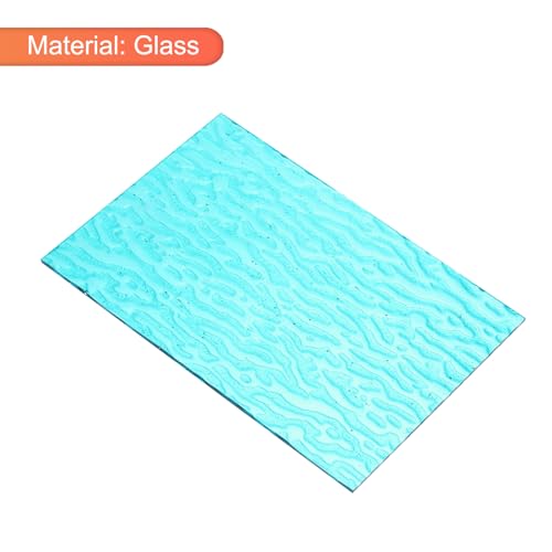 2 Pcs Stained Glass Sheet Mosaic Tile 7.9 Inch x 5.9 Inch Sea Blue Stained Glass Sheets for Crafts DIY Art Project