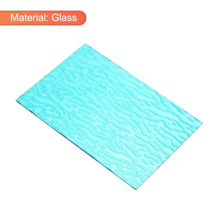2 Pcs Stained Glass Sheet Mosaic Tile 7.9 Inch x 5.9 Inch Sea Blue Stained Glass Sheets for Crafts DIY Art Project