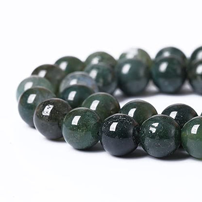 90PCS 4mm Natural Green Moss Agate Beads Gemstone Round Loose Spacer Beads for Jewelry Making DIY Bracelet Necklace Earrings 15" Inch